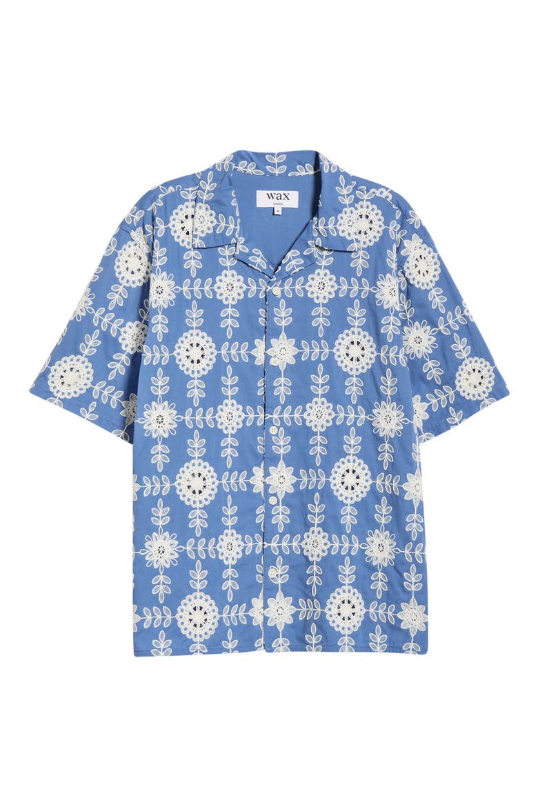 Didcot Corded Lace Camp Shirt, Alternate, color, BLUE / ECRU