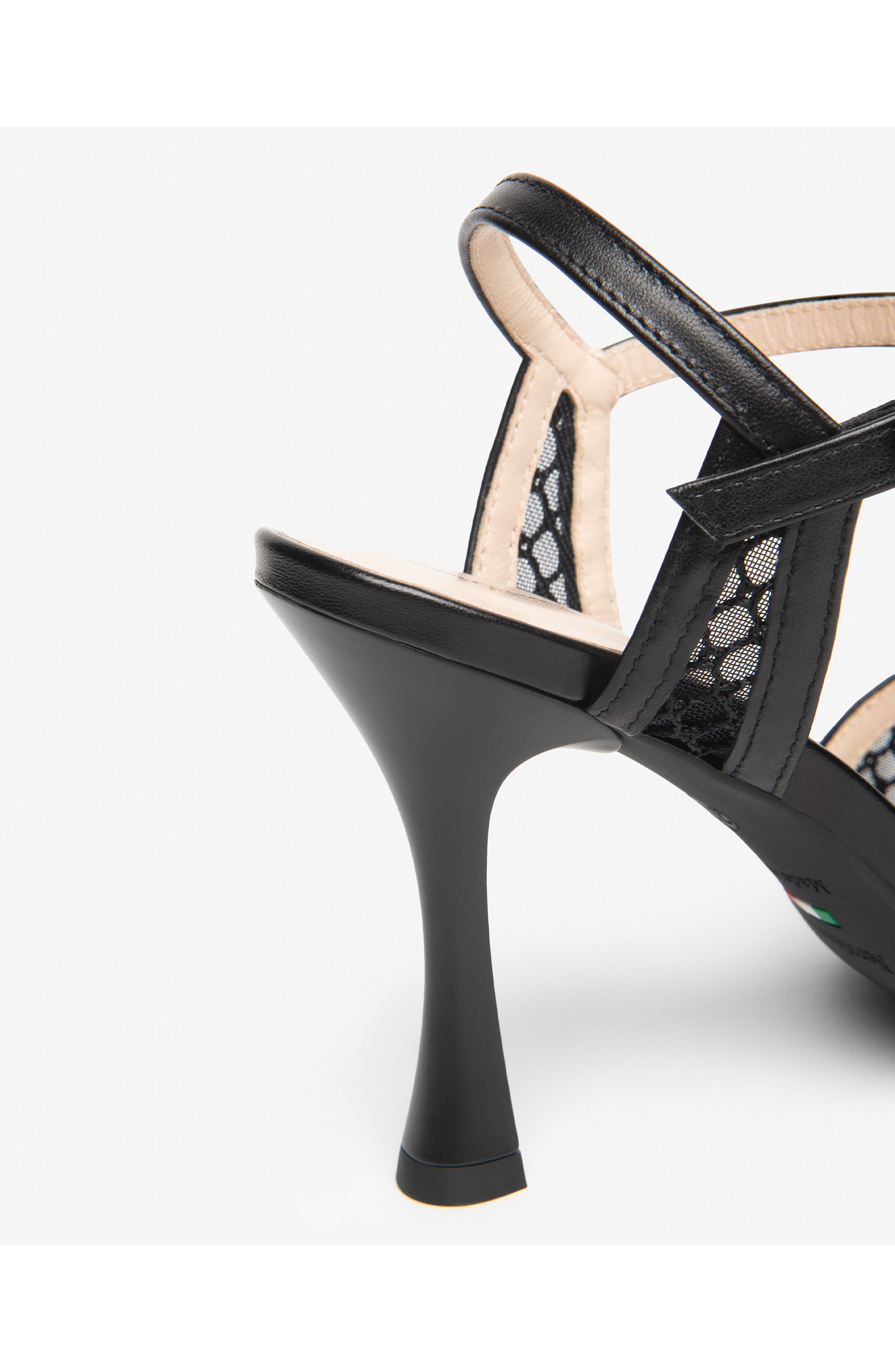 NeroGiardini Ankle Strap Mesh Sandal, Alternate, color, Black