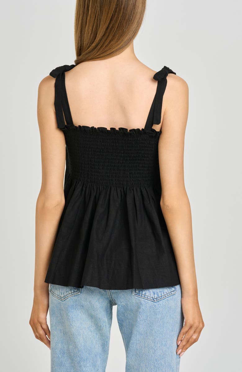WAYF Stevie Pleated Tie Shoulder Babydoll Top, Alternate, color, Black
