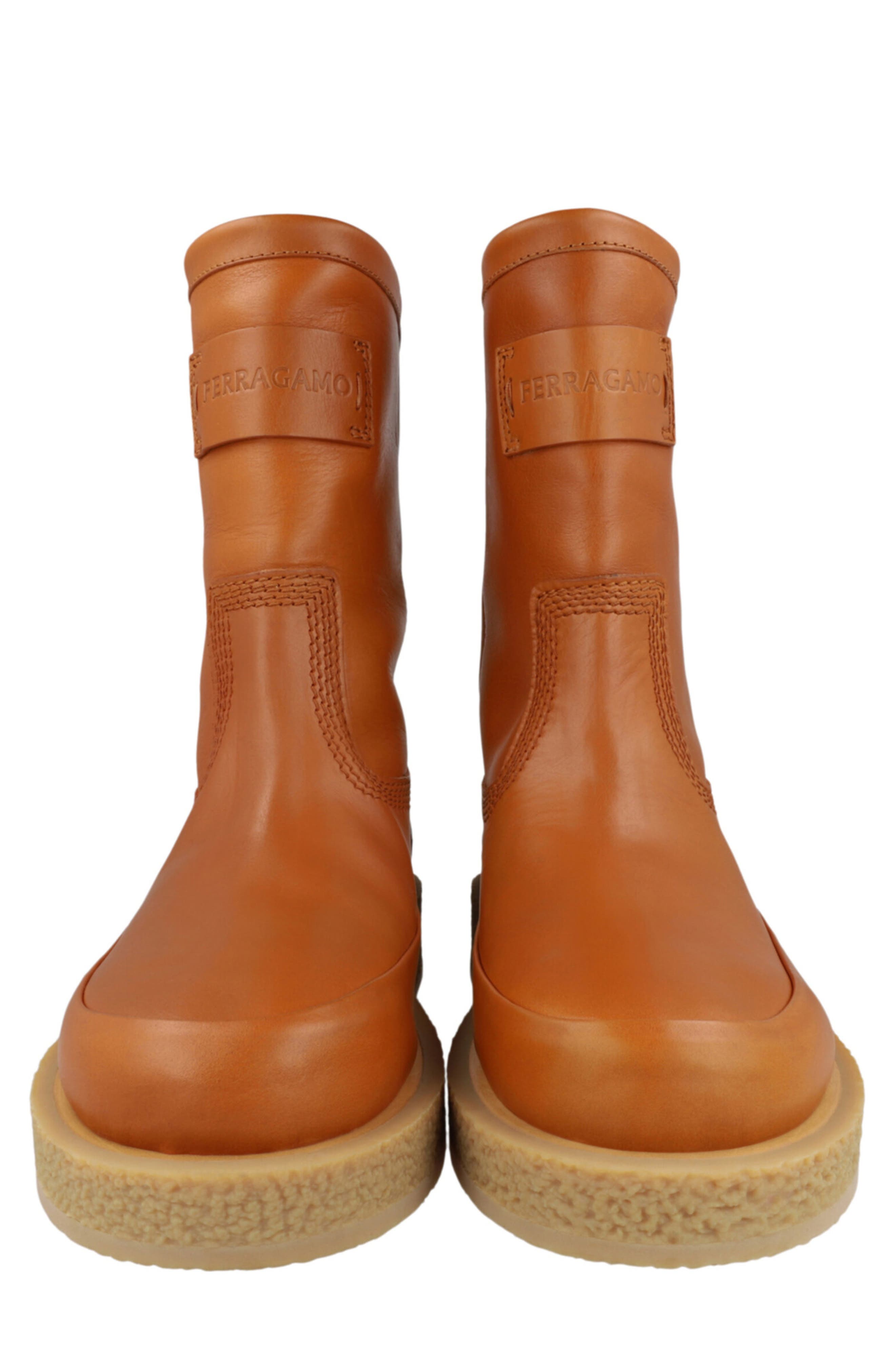 FERRAGAMO Ferdi Leather Boot, Alternate, color, Beige Brown