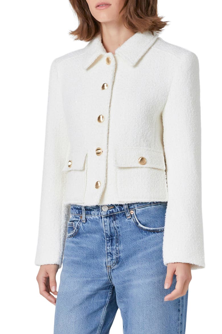 Bouclé Tweed Jacket, Alternate, color, CREAM