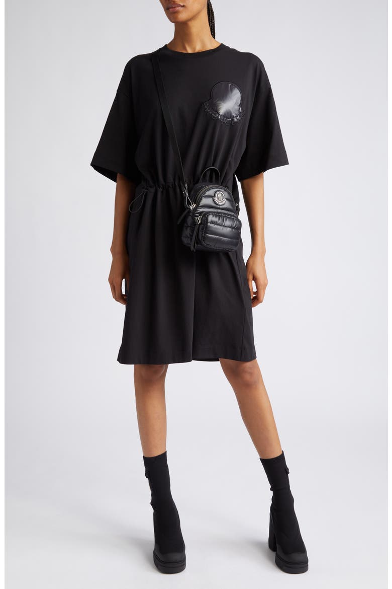 Toggle Waist Cotton T-Shirt Dress, Main, color, BLACK