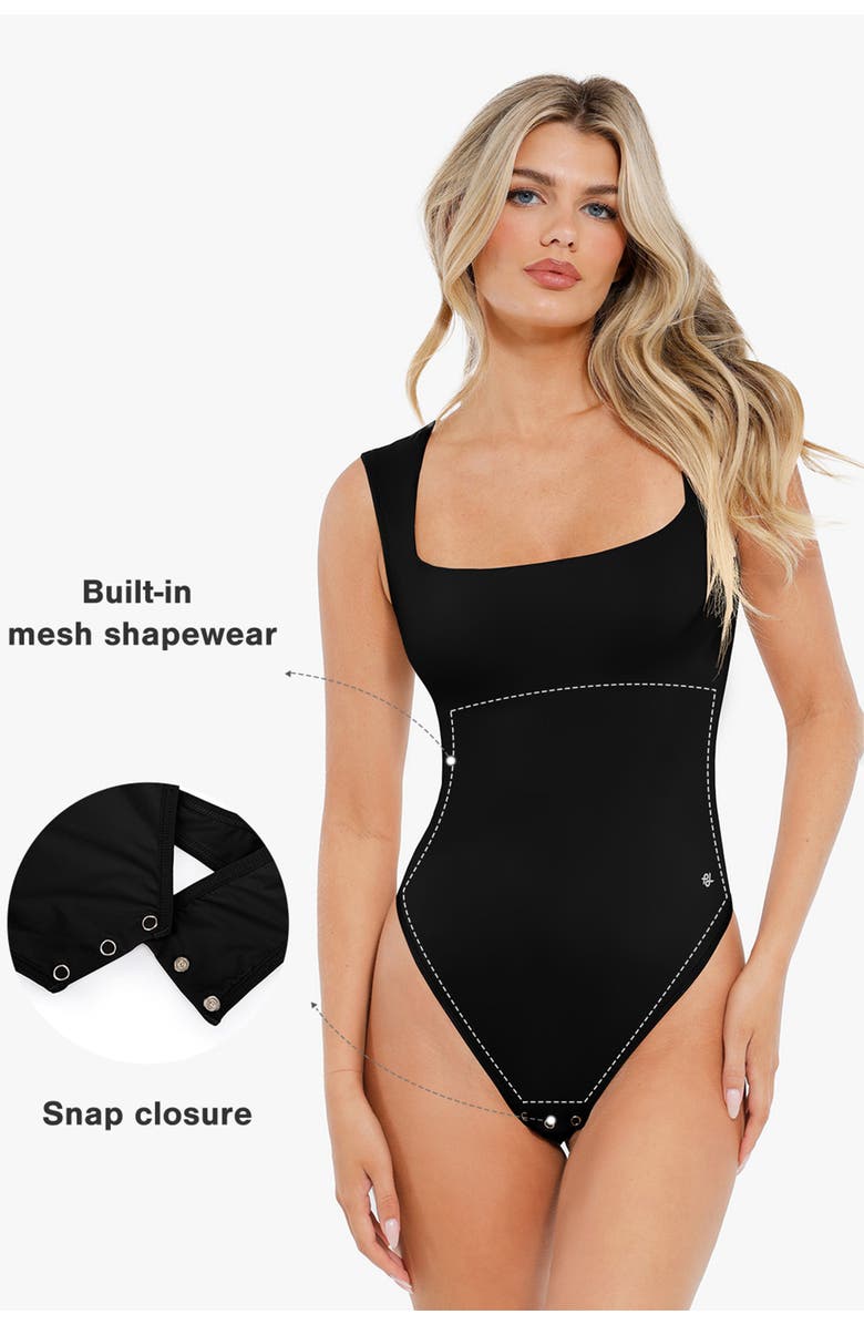 Popilush Shapewear Cloudsense Sleeveless Square Neck Bodysuit, Alternate, color, Standard Black