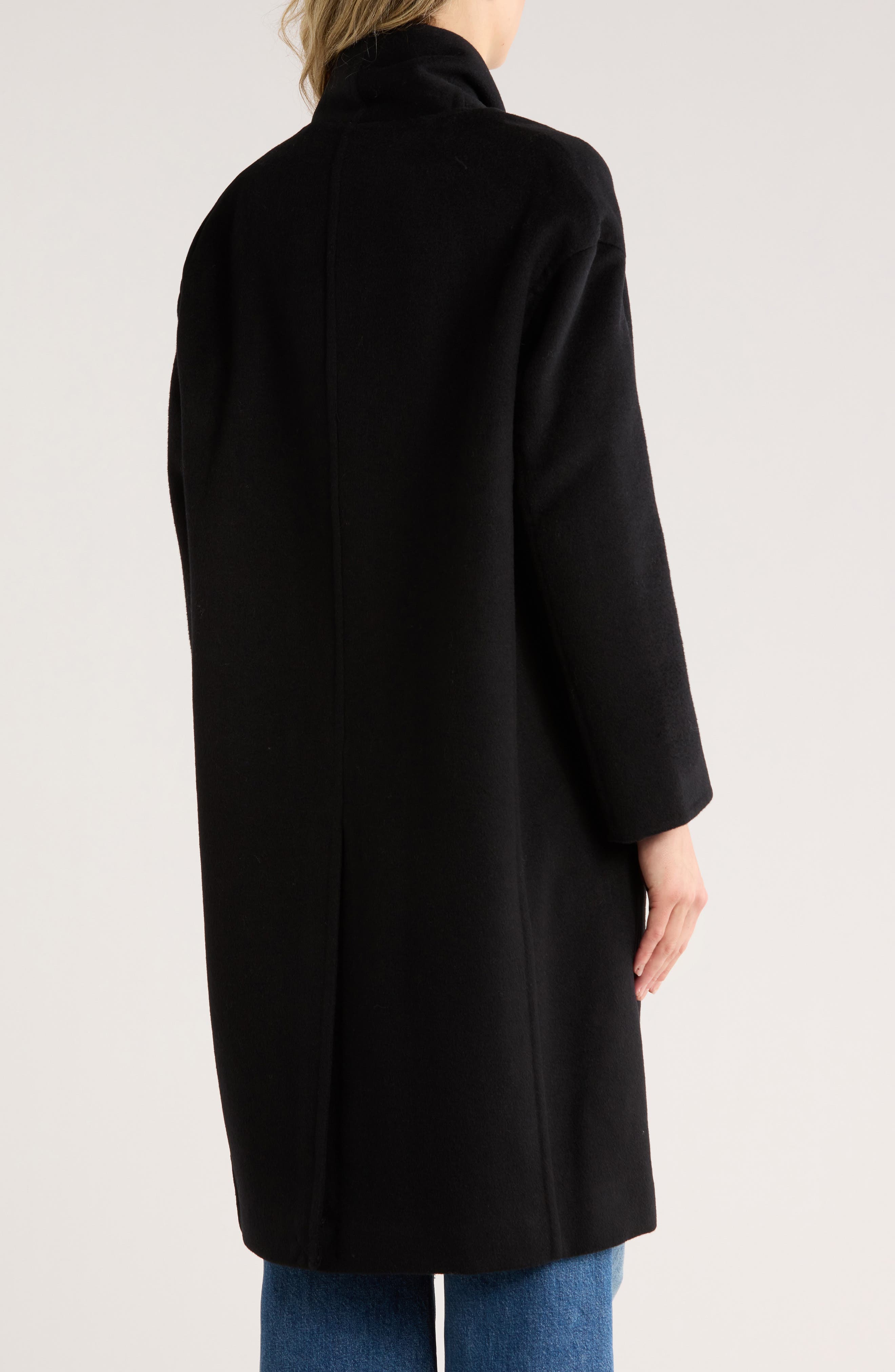 Collarless Wool Blend Longline Coat - image 2