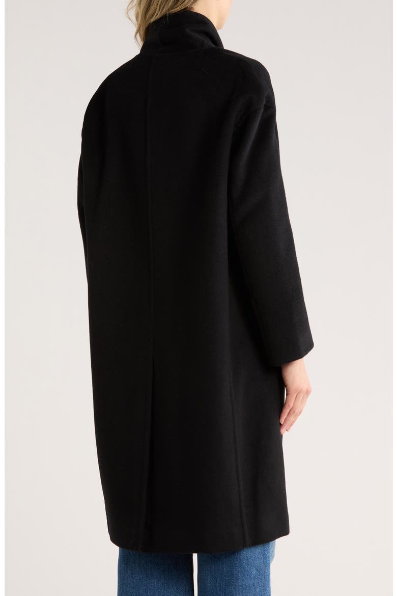 Collarless Wool Blend Longline Coat, Alternate, color, BLACK