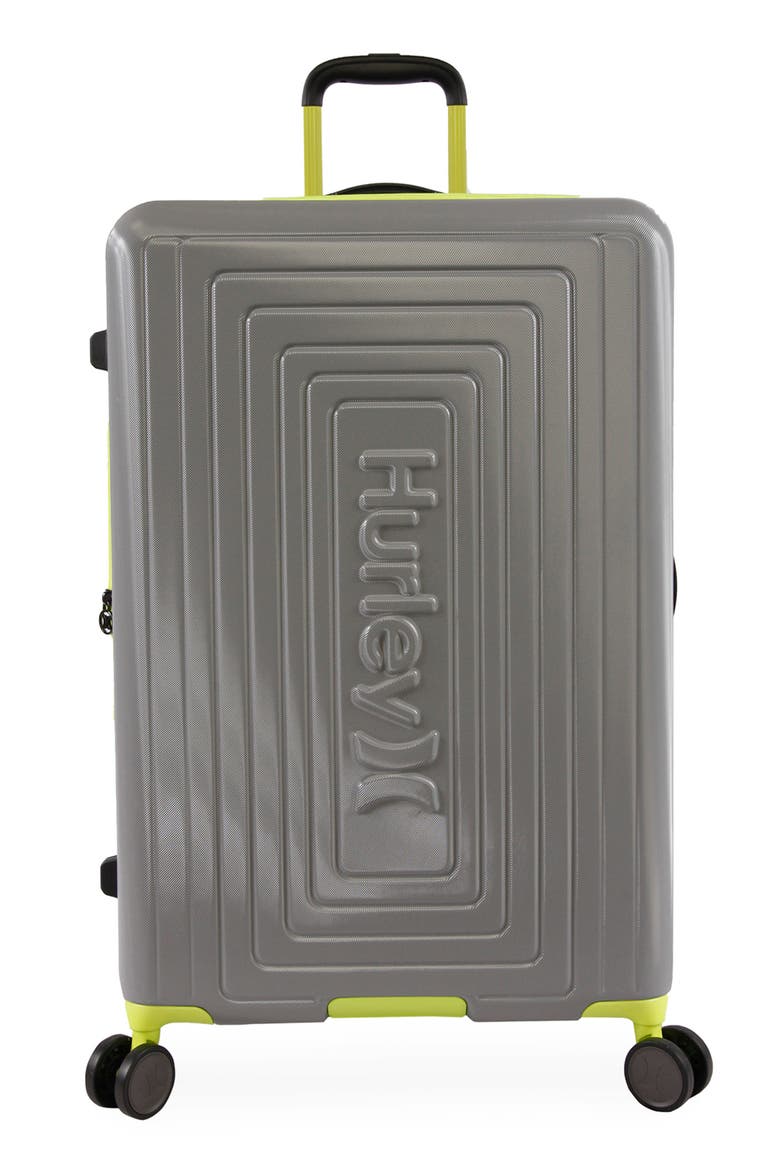 Suki 29" Hardshell Spinner Suitcase, Main, color, LIGHT GREY / NEON