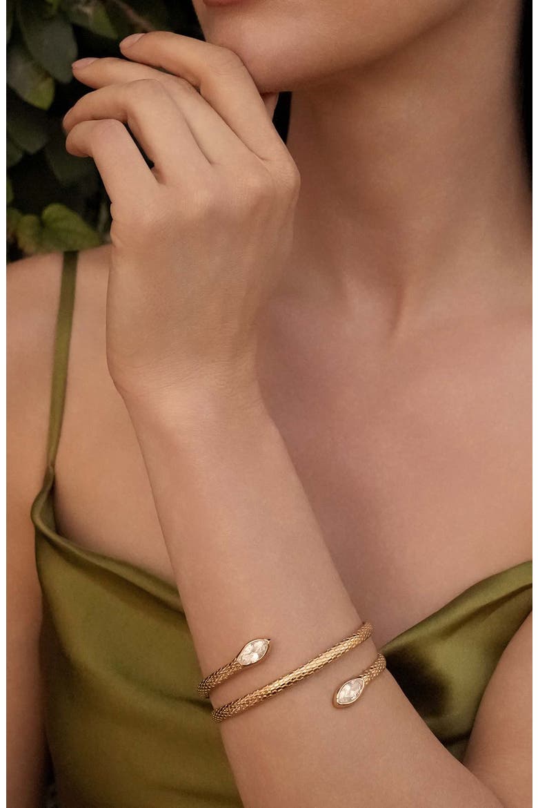 Serpent Wrap Cuff Bracelet, Alternate, color, GOLD