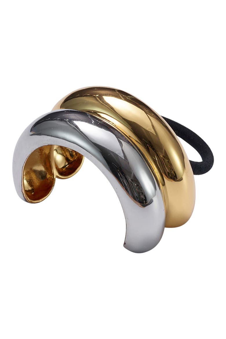 Glossy Double Arch Metal Ponytail Cuff, Main, color, MIXED METAL