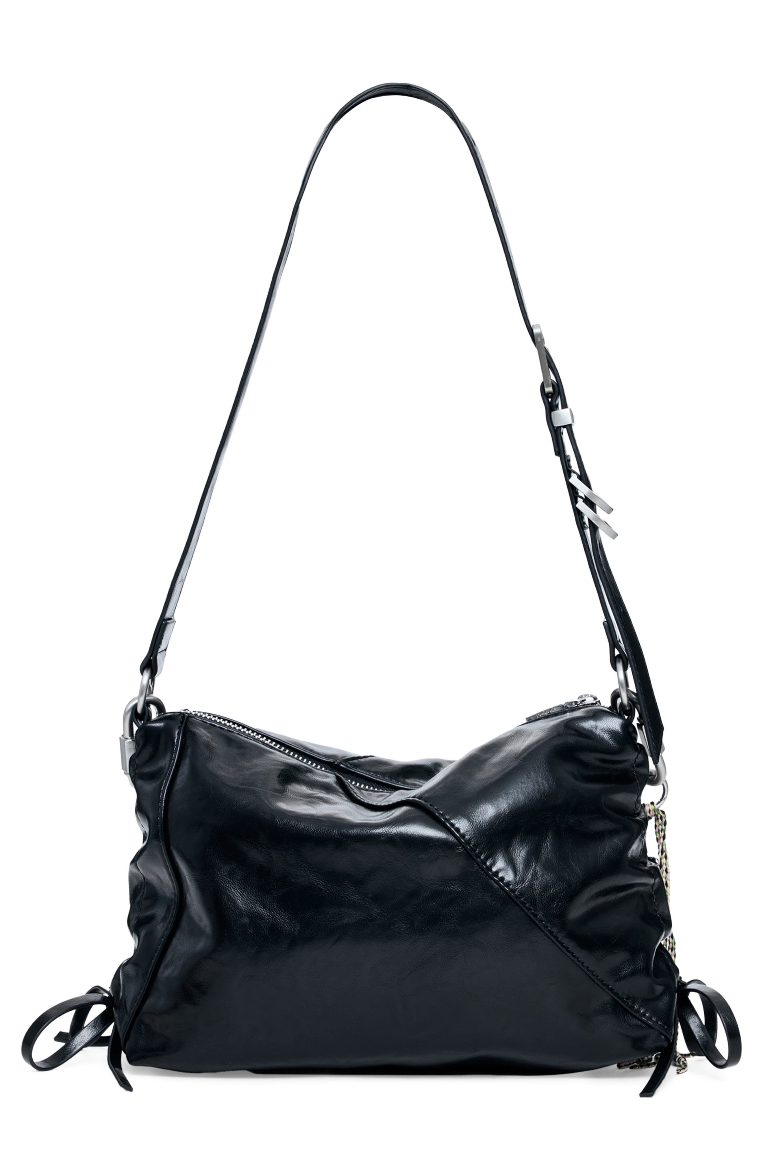 Desigual Charm Strap Faux Leather Shoulder Bag, Alternate, color, Black
