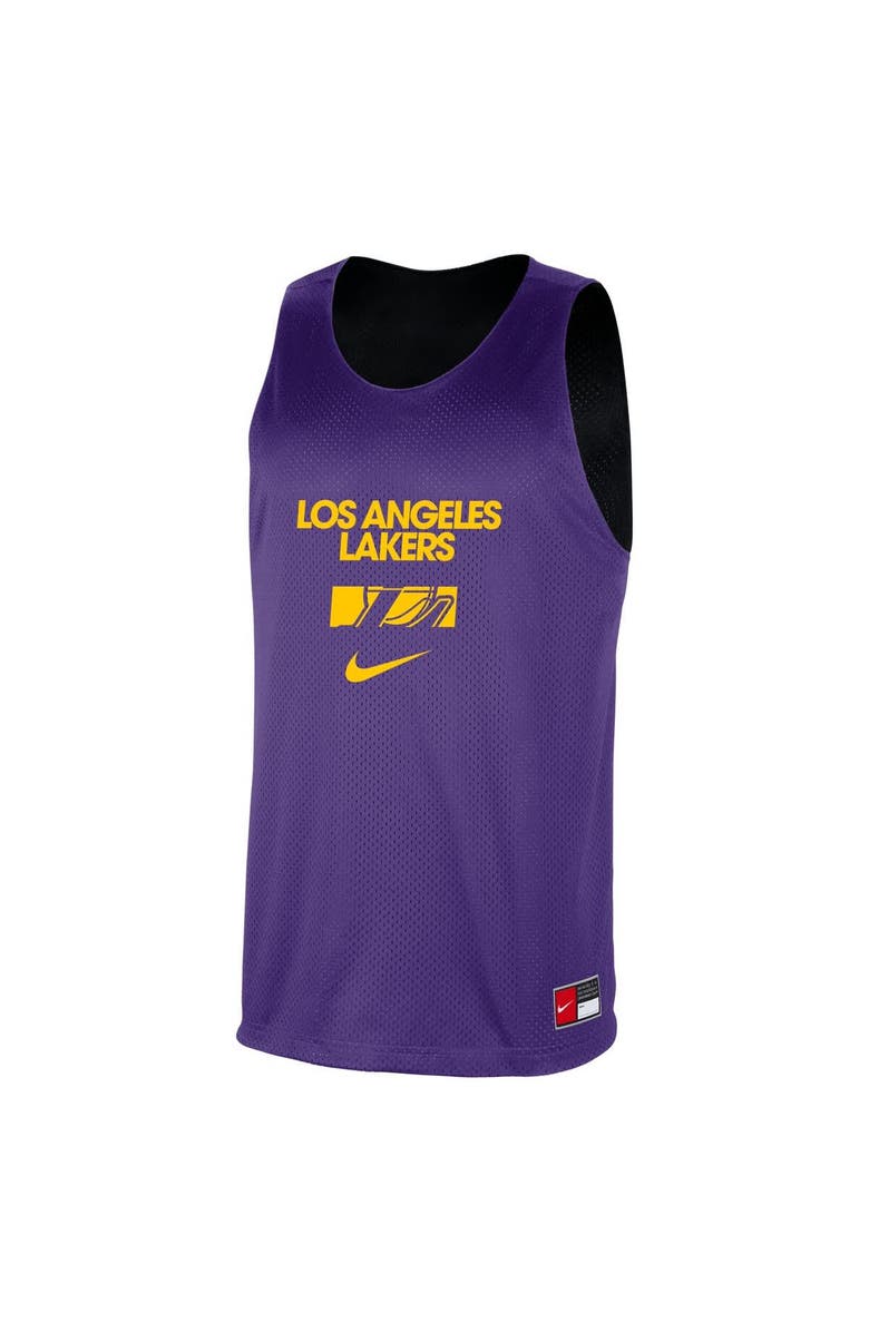 Nike Men's Nike Purple/Black Los Angeles Lakers Courtside Reversible Mesh Practice Jersey, Alternate, color, 