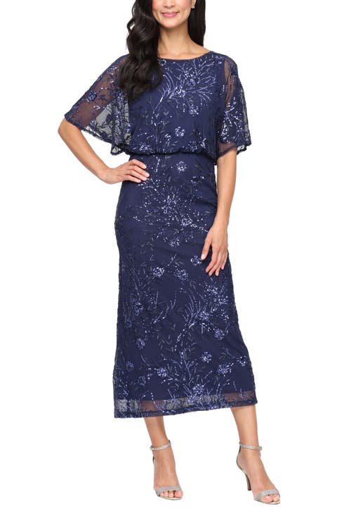 Sequin Blouson Bodice Gown