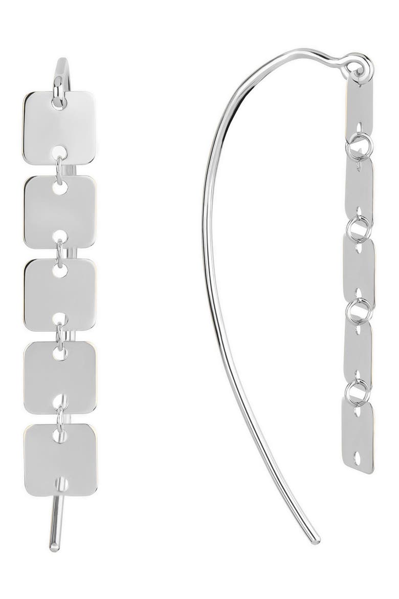 14K Gold Laser Square Linear Drop Earrings, Main, color, WHITE GOLD