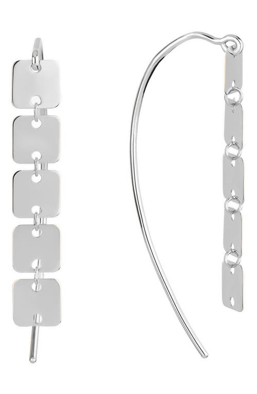 Lana Laser Square Linear Drop Earrings in White Gold 