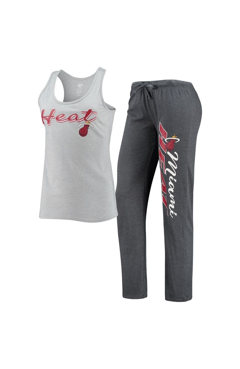 CONCEPTS SPORT Women's Concepts Sport Heathered Gray/Heathered Charcoal Miami Heat Anchor Tank Top & Pants Sleep Set, Main, color, 