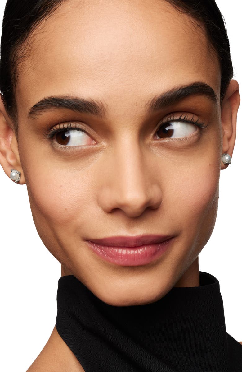 David Yurman Small Freshwater Pearl & Diamond Stud Earrings, Alternate, color, Pearl