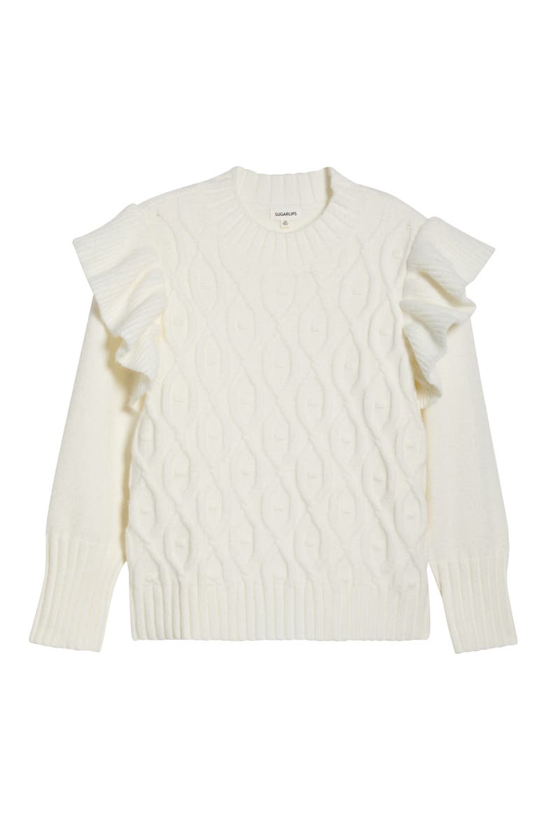 Gloriana Cable Stitch Sweater, Alternate, color, WHITE