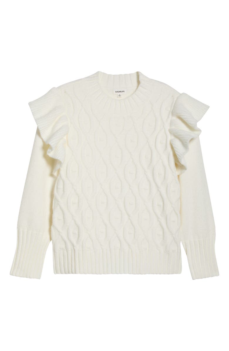 SUGARLIPS Gloriana Cable Stitch Sweater, Alternate, color, White