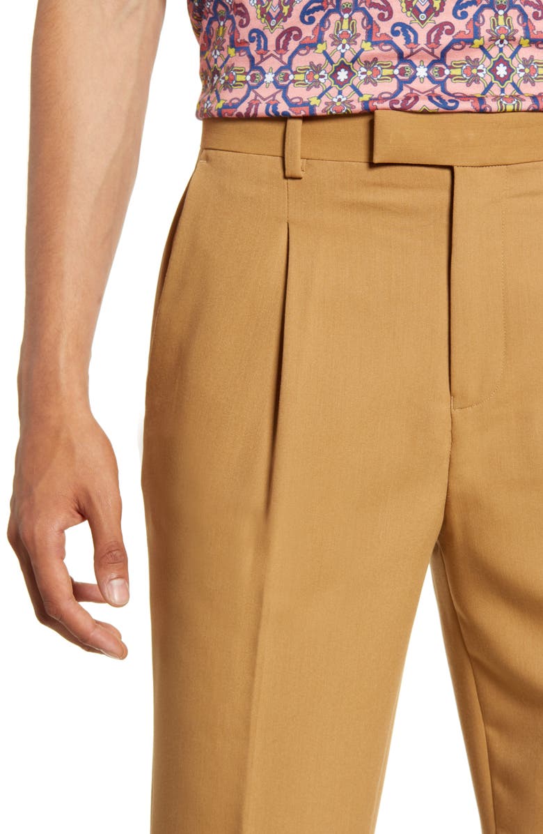 Topman Bridge Skinny Fit Pleated Dress Pants, Alternate, color, 