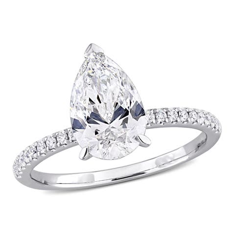 2-1/6 CTW Lab-Grown Diamond Pear Solitaire Ring 14k