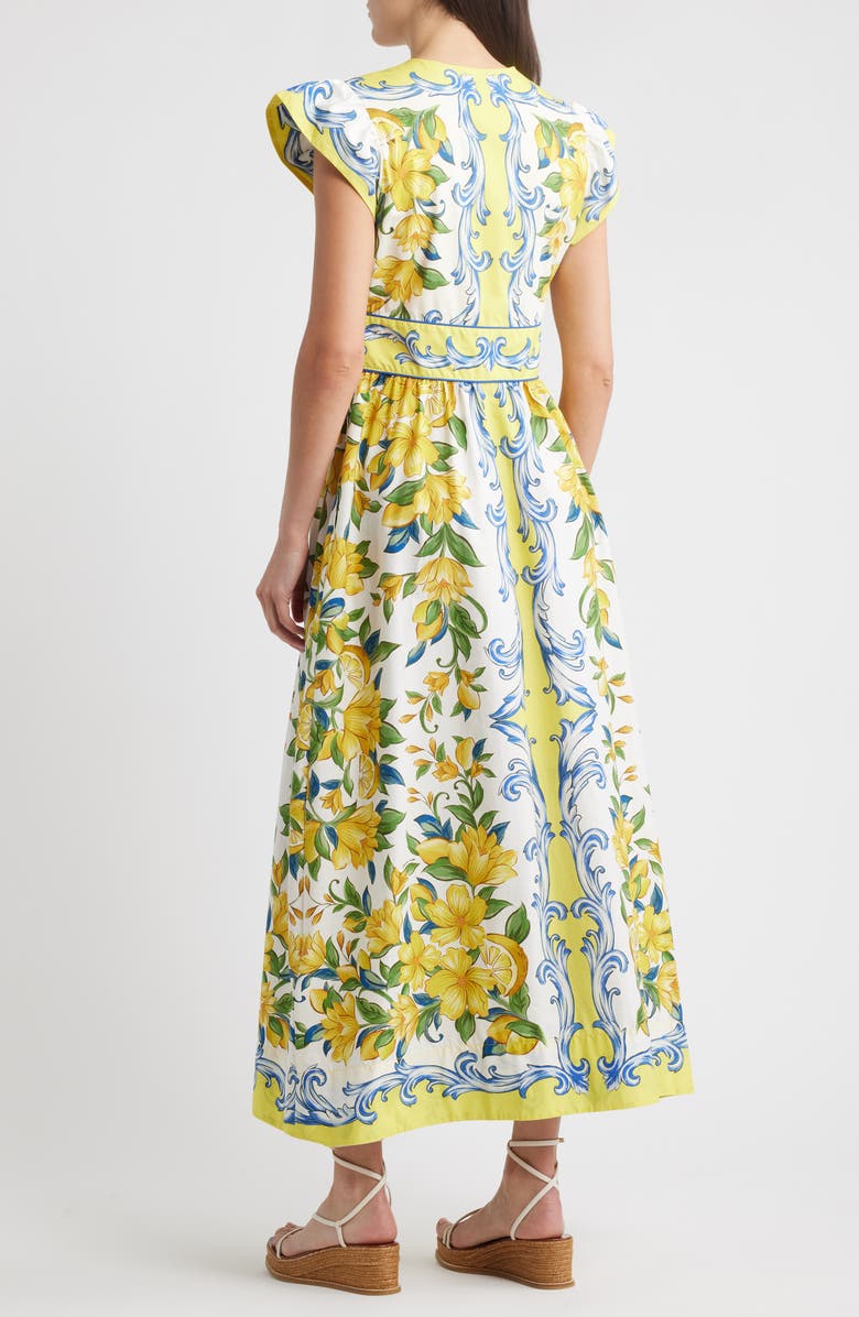 FARM Rio Sicily Scarf Print Cotton Maxi Dress, Alternate, color, Off-White