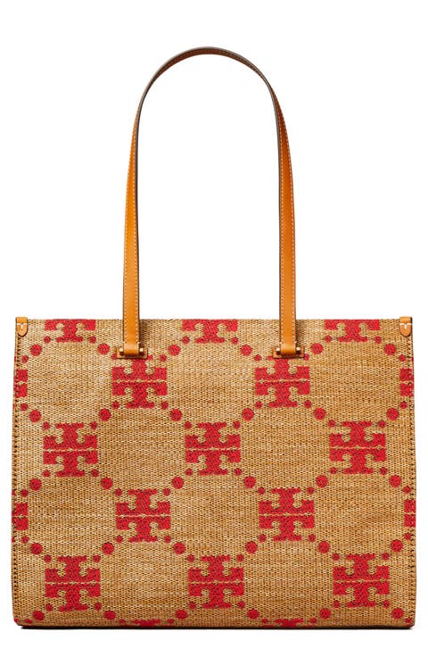 T Monogram Woven Tote