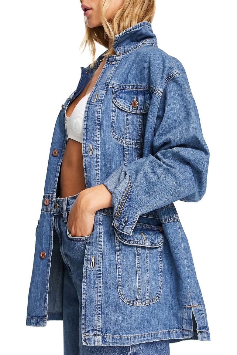 '70s Oversize Denim Jacket, Alternate, color, MID BLUE