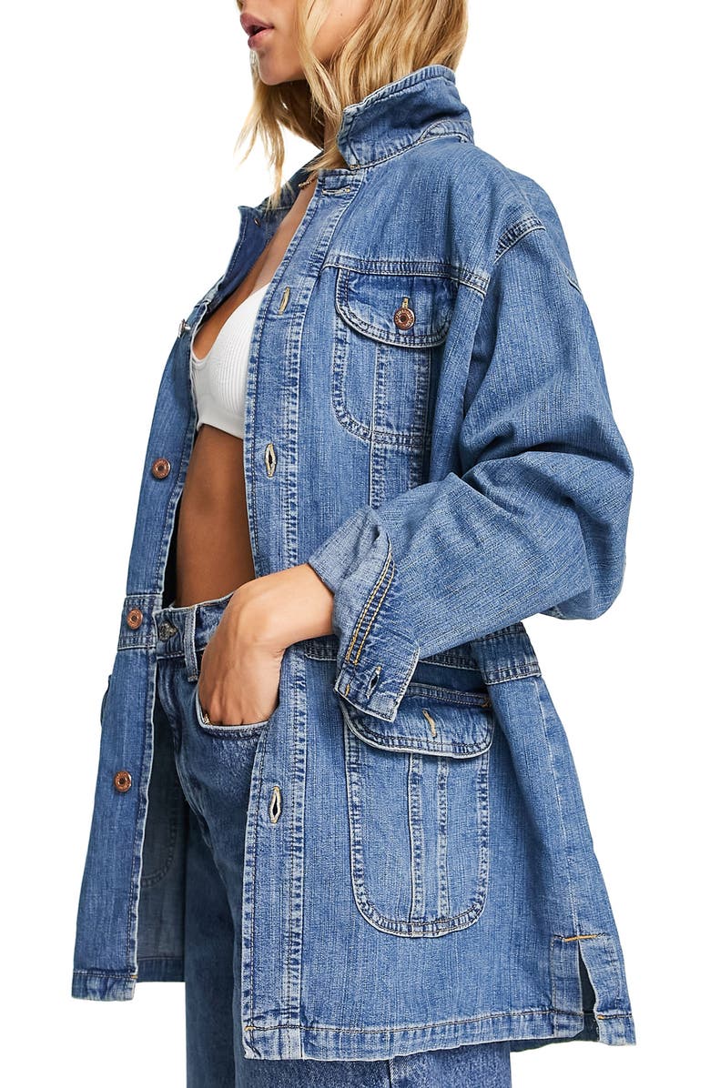 Topshop '70s Oversize Denim Jacket, Alternate, color, 
