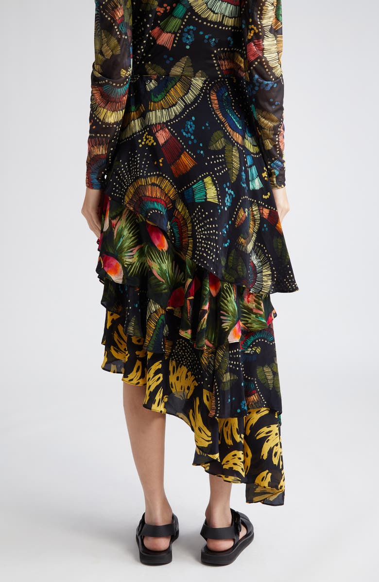 FARM Rio Mix Print Tiered Midi Skirt, Alternate, color,