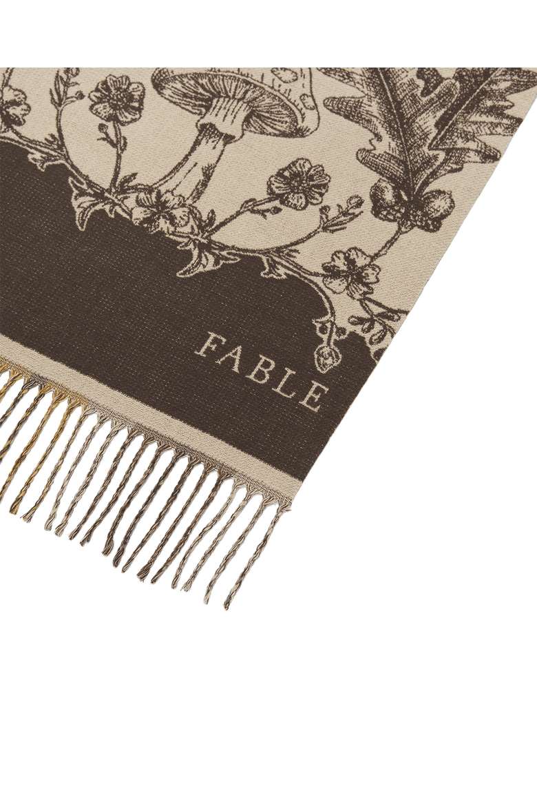 Woodland Tales Taupe Jacquard Scarf, Alternate, color, Taupe & Chocolate