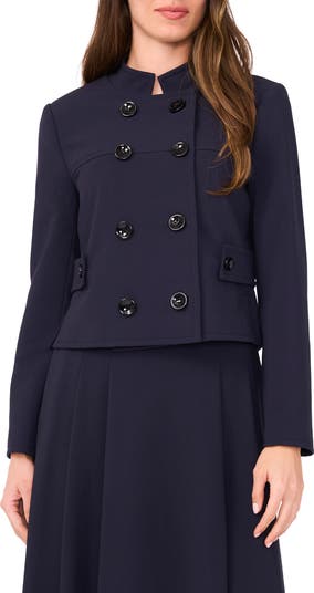 ジャケット CROPPED DOUBLE-BREASTED JACKET Cropped Double-breasted Blazer In Four-season Stretch For