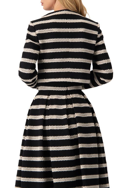 Ivonne Striped Cropped Jacket With Modern Detailing In Multi