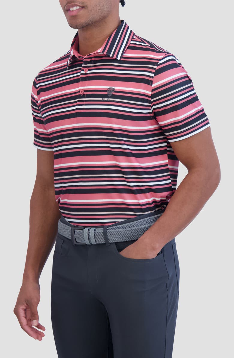 Ben Sherman Stripe Print Stretch Tech Polo, Alternate, color, Dark Pink