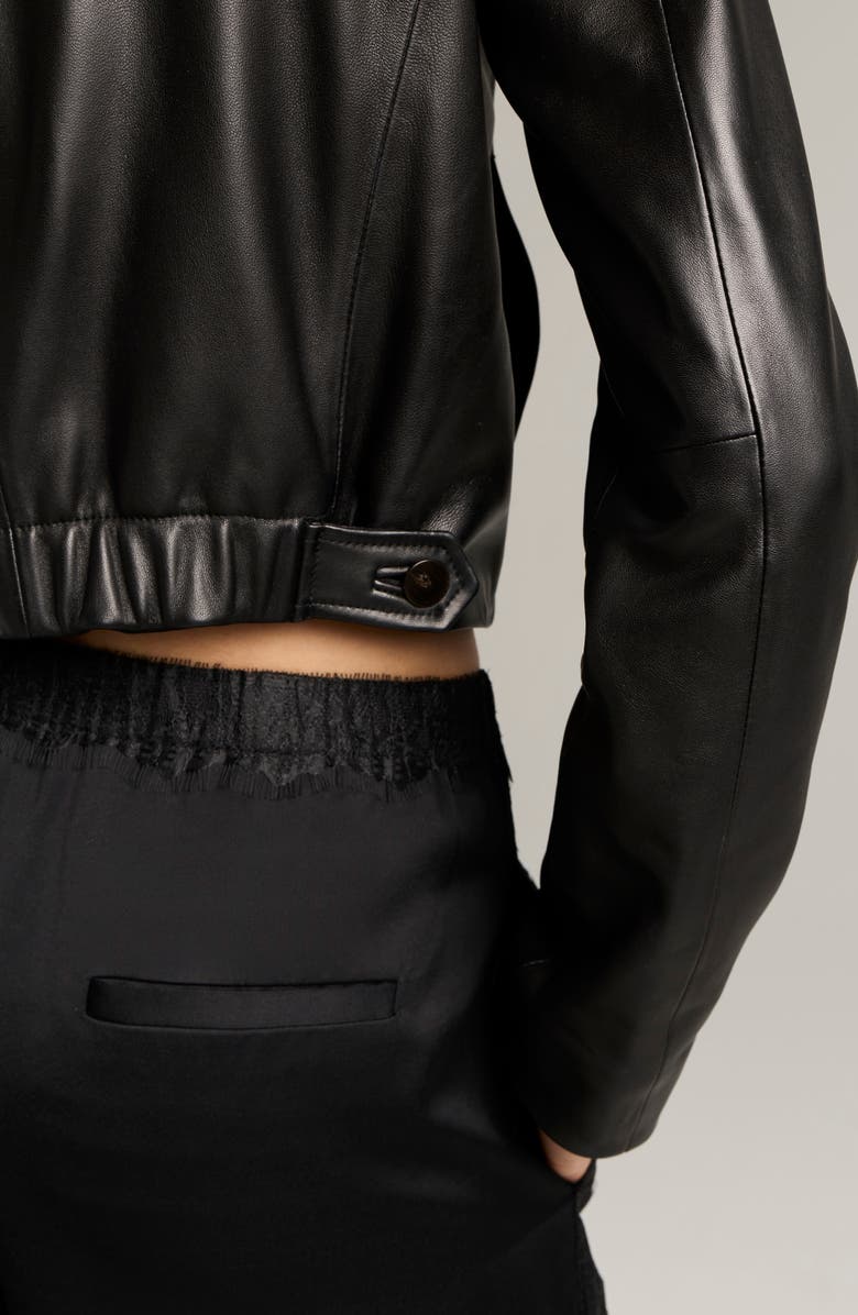 Vince Crop Leather Jacket, Alternate, color, Black/ Black