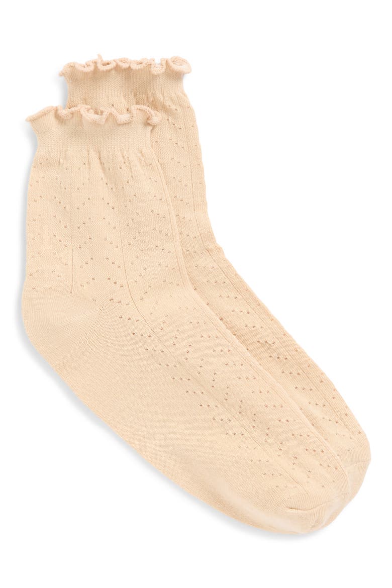 Pointelle Ankle Socks, Alternate, color, BEIGE