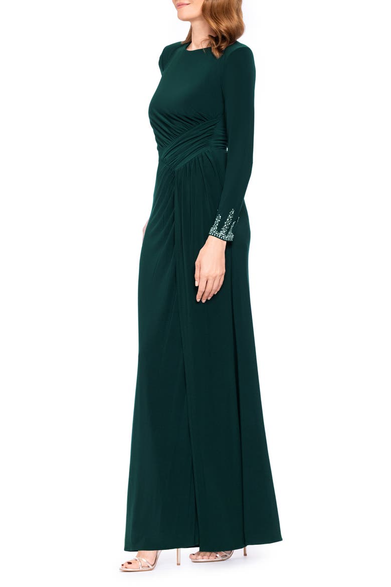 Bead Detail Long Sleeve Knit Gown, Alternate, color, FOREST