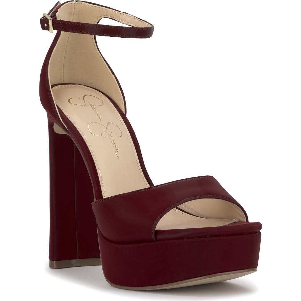 Jessica Simpson Telxia 2 Ankle Strap Platform Sandal In Burgundy