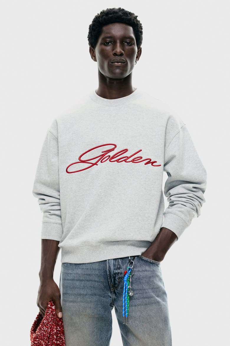 Loose Fit Sweatshirt, Alternate, color, Light grey marl/Golden