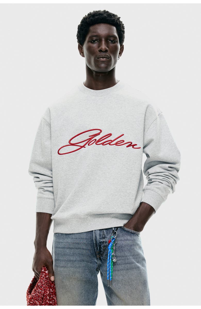 H&M Loose Fit Sweatshirt, Alternate, color, Light Grey Marl/Golden