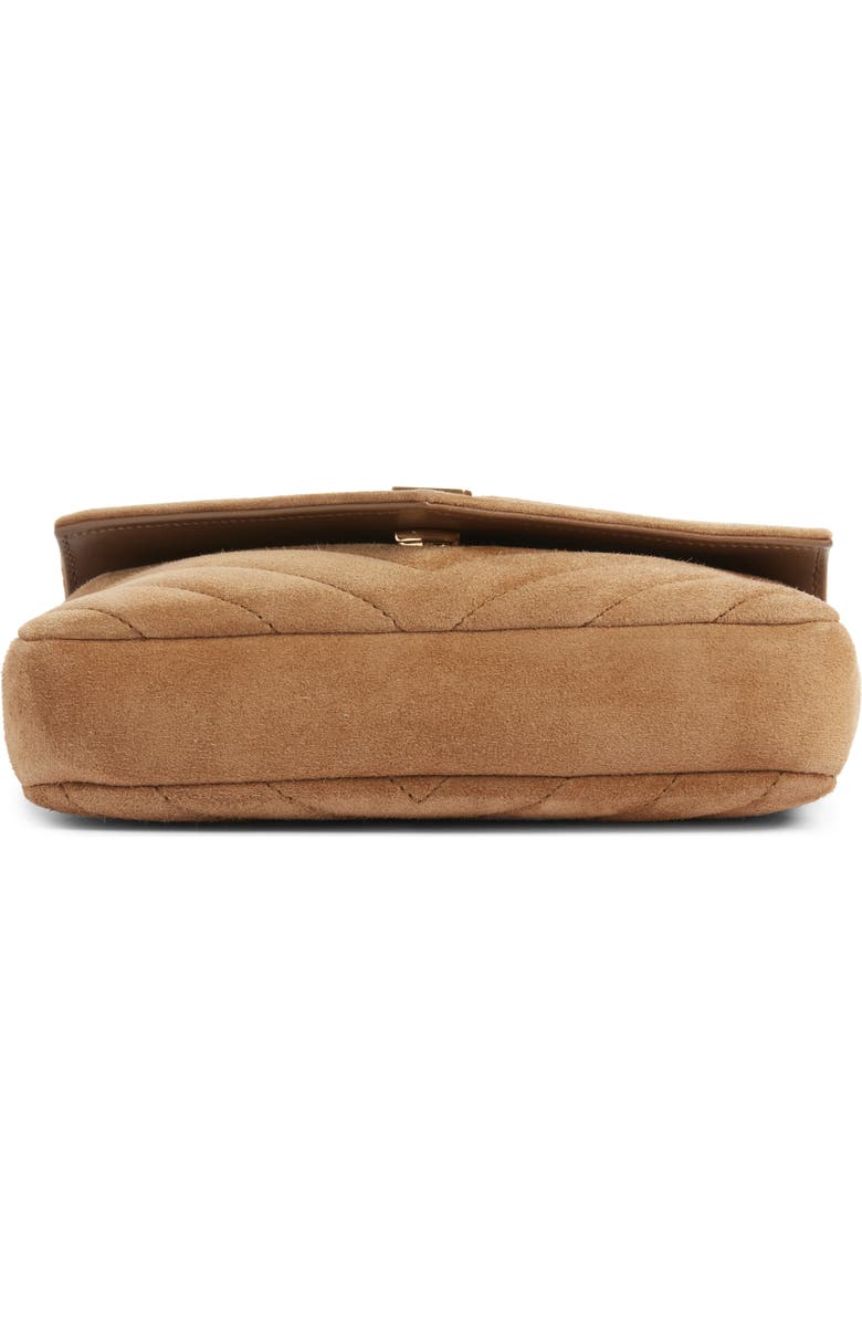 Saint Laurent Mini College Matelassé Suede Crossbody Bag, Alternate, color, Golden Leaf