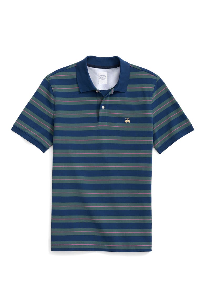 Stripe Stretch Cotton Piqué Polo, Alternate, color, GREEN MULTI