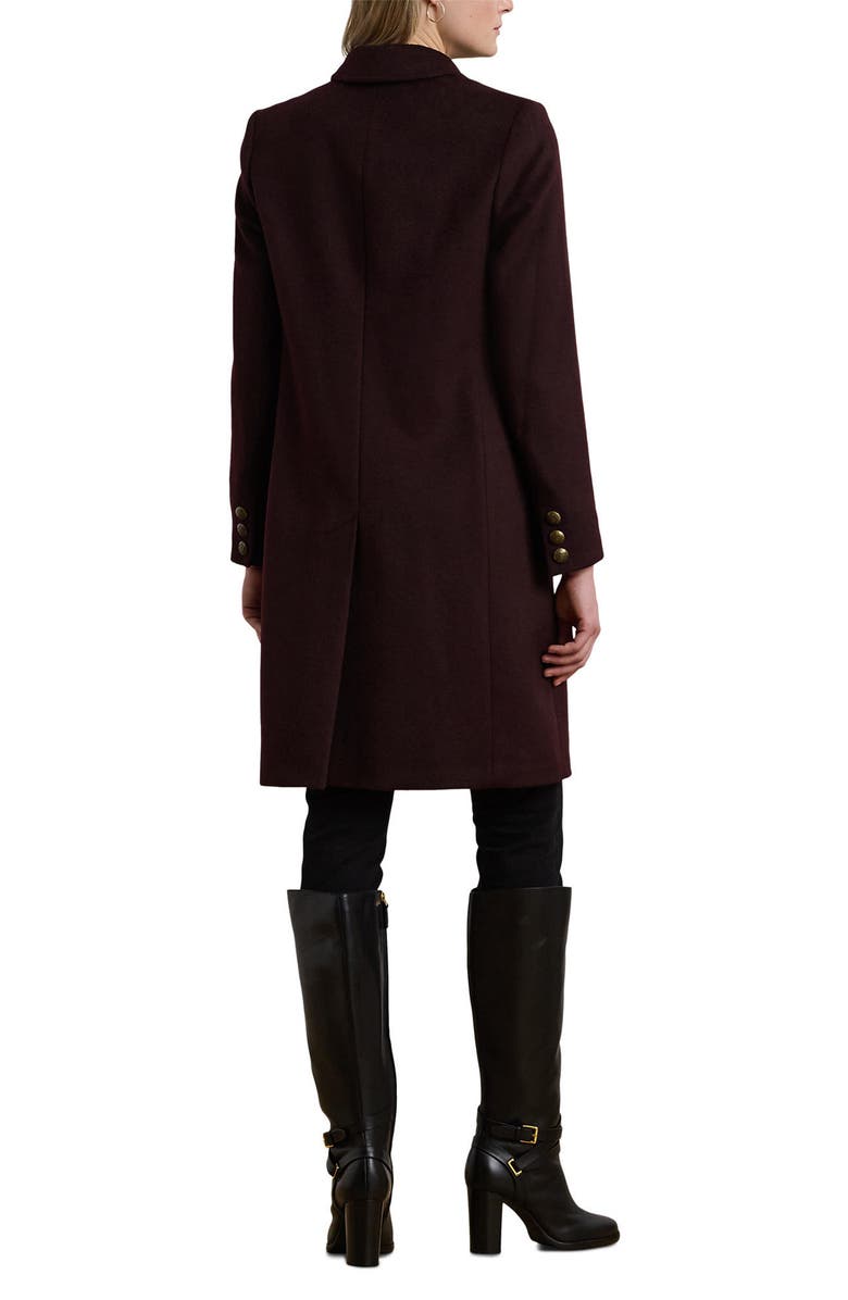 Lauren Ralph Lauren Crest Patch Wool Blend Reefer Coat, Alternate, color, Pinot Noir