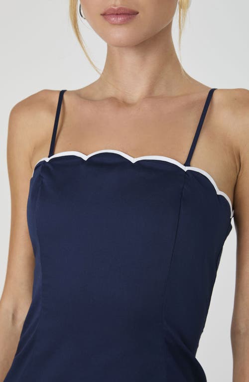 French Connection Alexis Scallop Mini Dress In Marine Summer White
