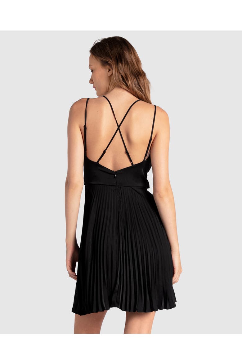Feel It Still Lace Trim Mini Dress, Alternate, color, Black