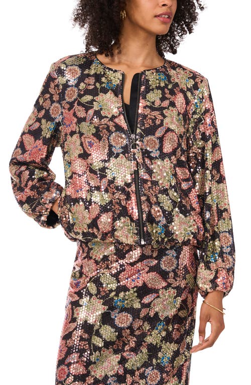 VINCE CAMUTO VINCE CAMUTO FLORAL SEQUIN BOMBER JACKET