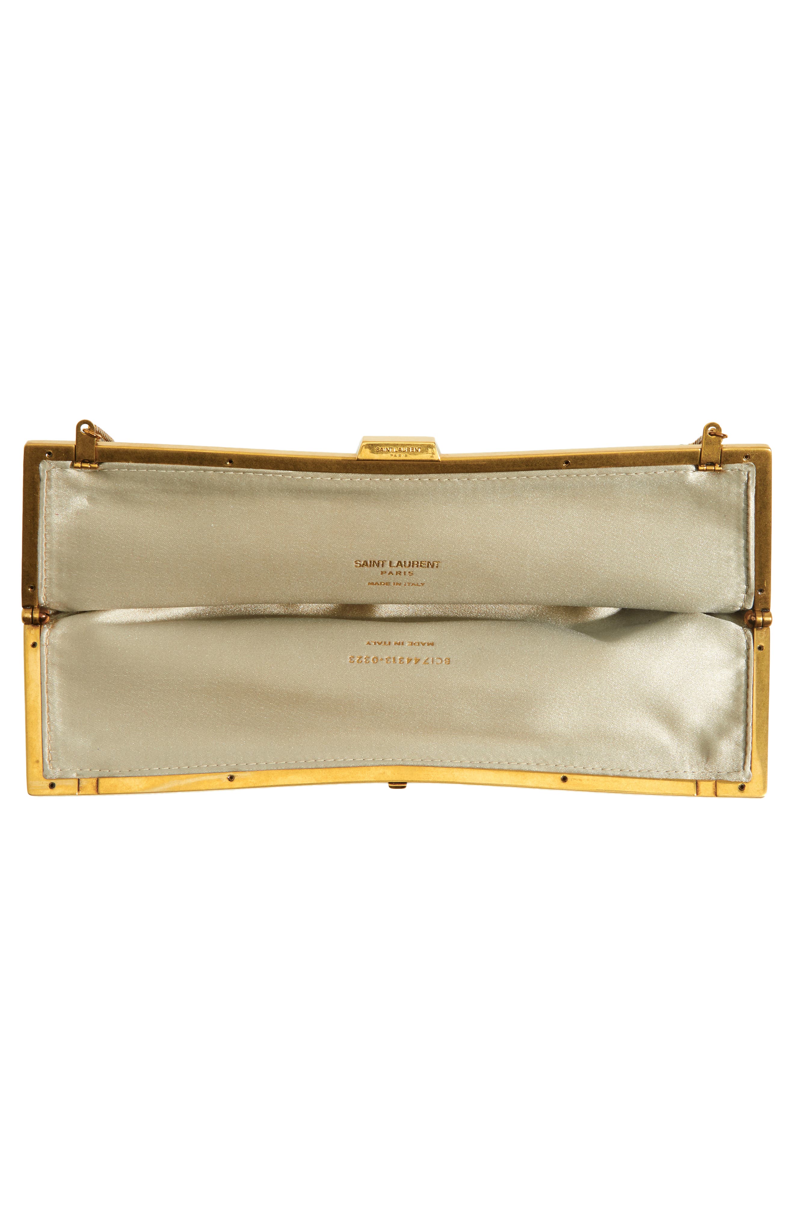 Saint Laurent Crystal Mesh Frame Clutch, Alternate, color, 
