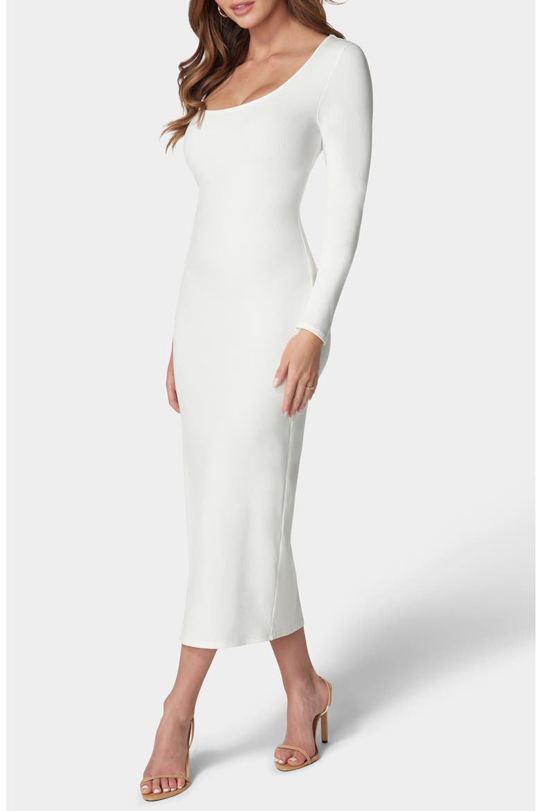 Ribbed Long Sleeve Sweater Dress, Alternate, color, WHITE