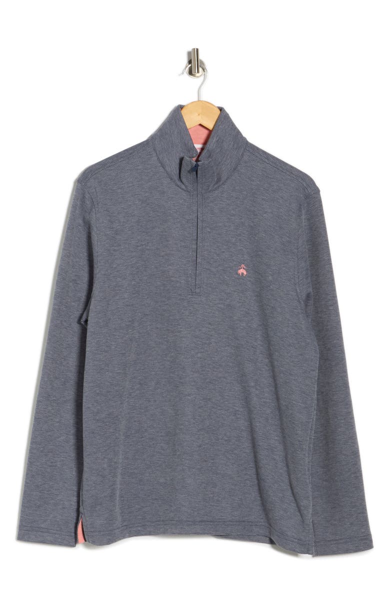 Brooks Brothers Heathered Quarter Zip Pullover, Alternate, color, Denim Heather