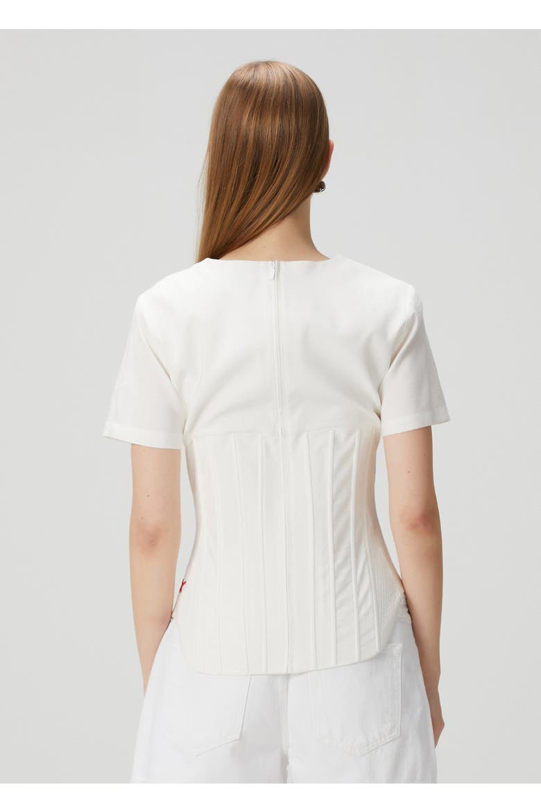 Tailored Corset Tee Top, Alternate, color, white