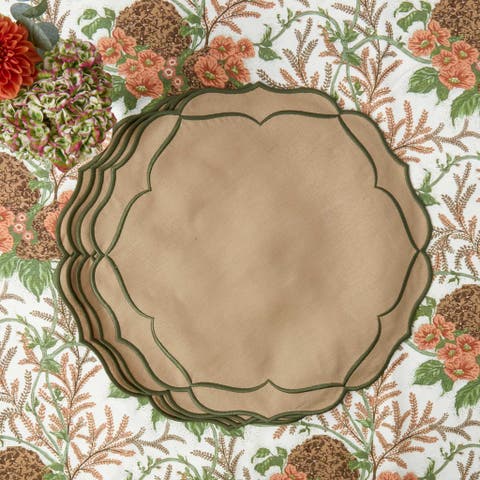 Elizabeth Sand & Green Placemats (Set of 4)