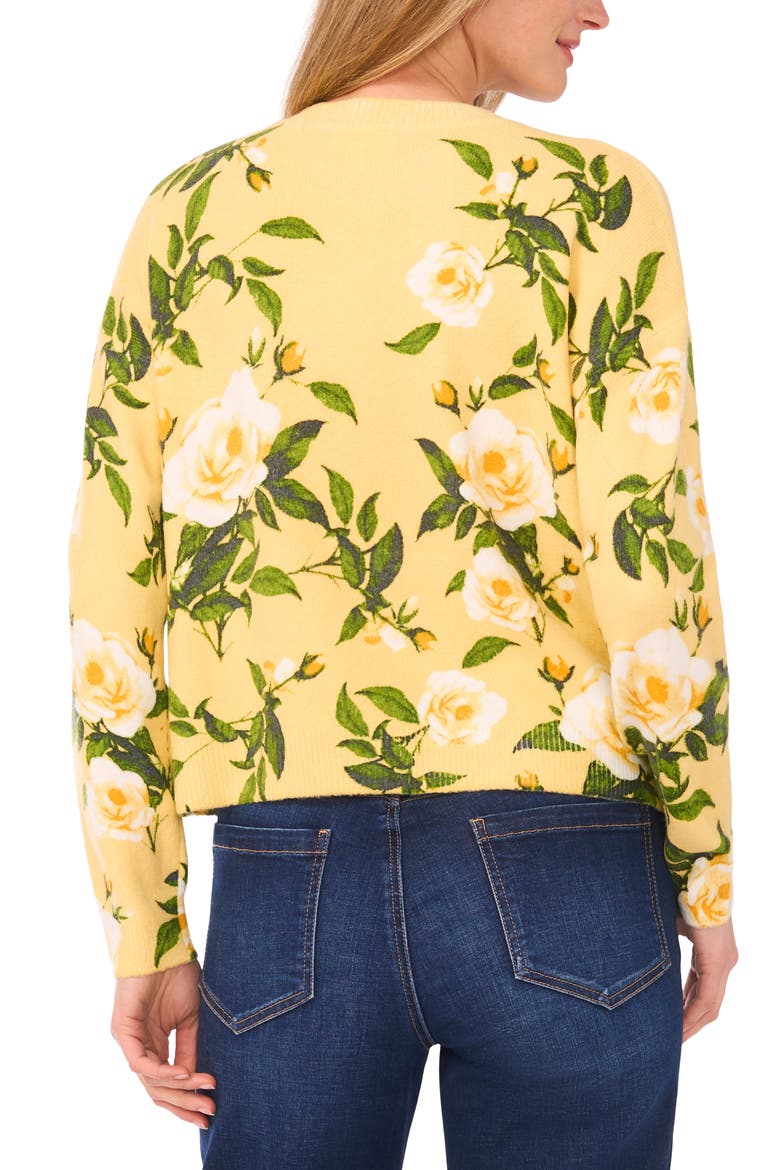 Floral Brushed Sweater, Alternate, color, MISTED YELLOW